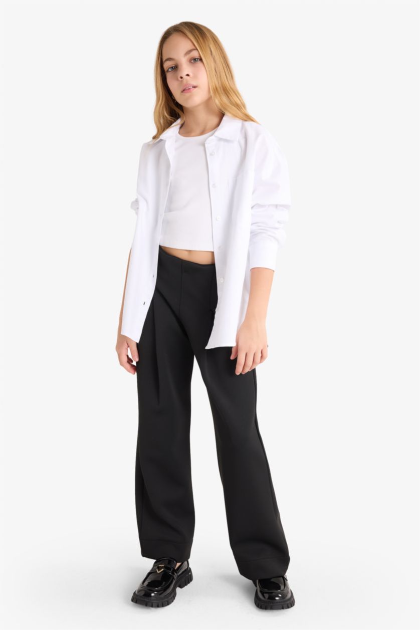 GIRLS & TEENS Black Girl Relax Fit Scuba Fabric Trousers