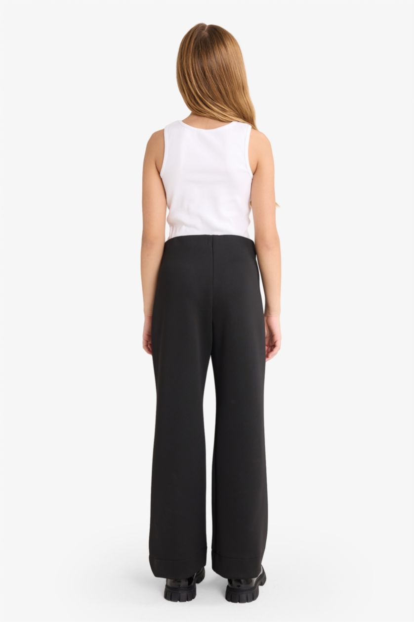 GIRLS & TEENS Black Girl Relax Fit Scuba Fabric Trousers