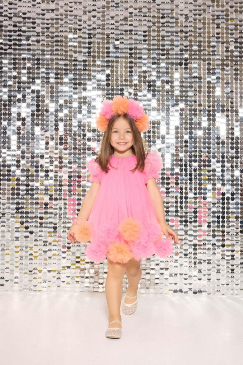 Baby Girls Pink Le Mabelle x DeFacto Baby Girl Tulle Dress Crown 2 Piece Set