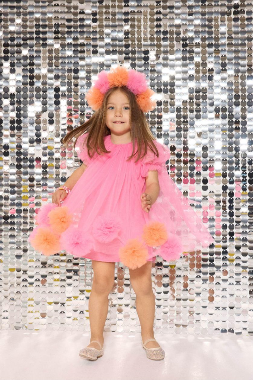 Baby Girls Pink Le Mabelle x DeFacto Baby Girl Tulle Dress Crown 2 Piece Set
