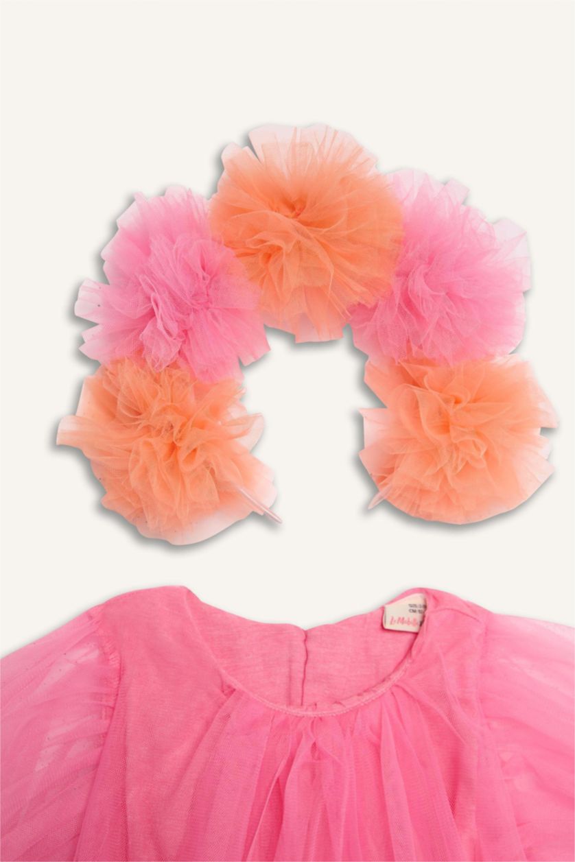 Baby Girls Pink Le Mabelle x DeFacto Baby Girl Tulle Dress Crown 2 Piece Set