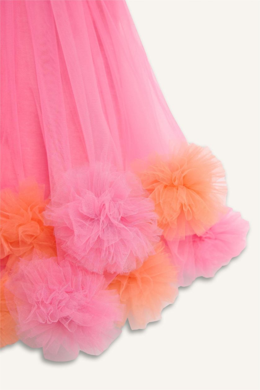 Baby Girls Pink Le Mabelle x DeFacto Baby Girl Tulle Dress Crown 2 Piece Set