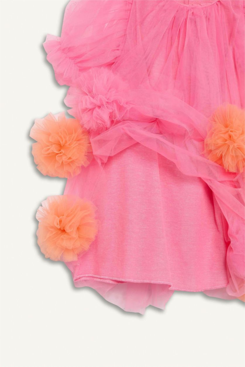 Baby Girls Pink Le Mabelle x DeFacto Baby Girl Tulle Dress Crown 2 Piece Set