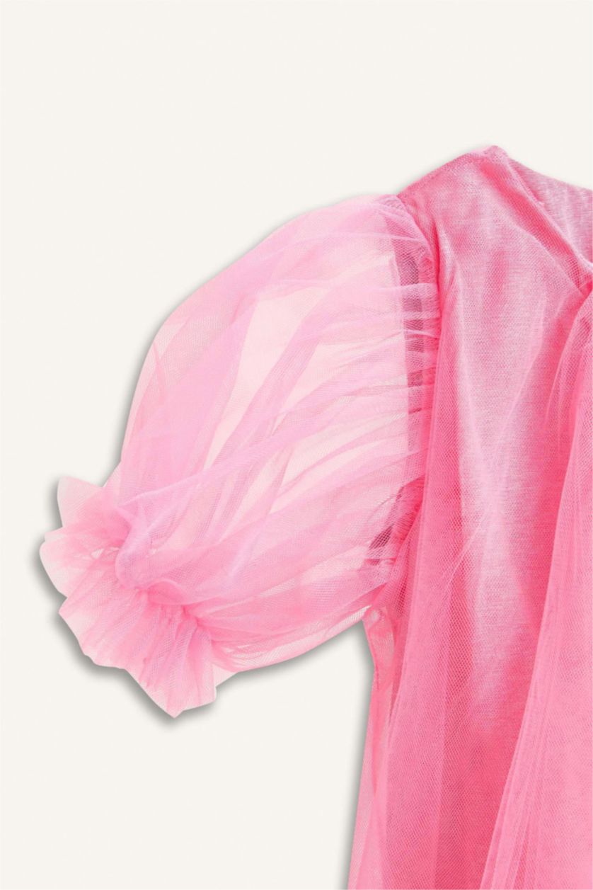 Baby Girls Pink Le Mabelle x DeFacto Baby Girl Tulle Dress Crown 2 Piece Set