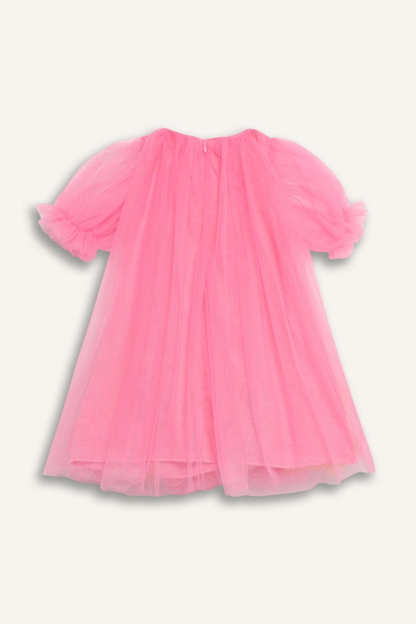 Baby Girls Pink Le Mabelle x DeFacto Baby Girl Tulle Dress Crown 2 Piece Set
