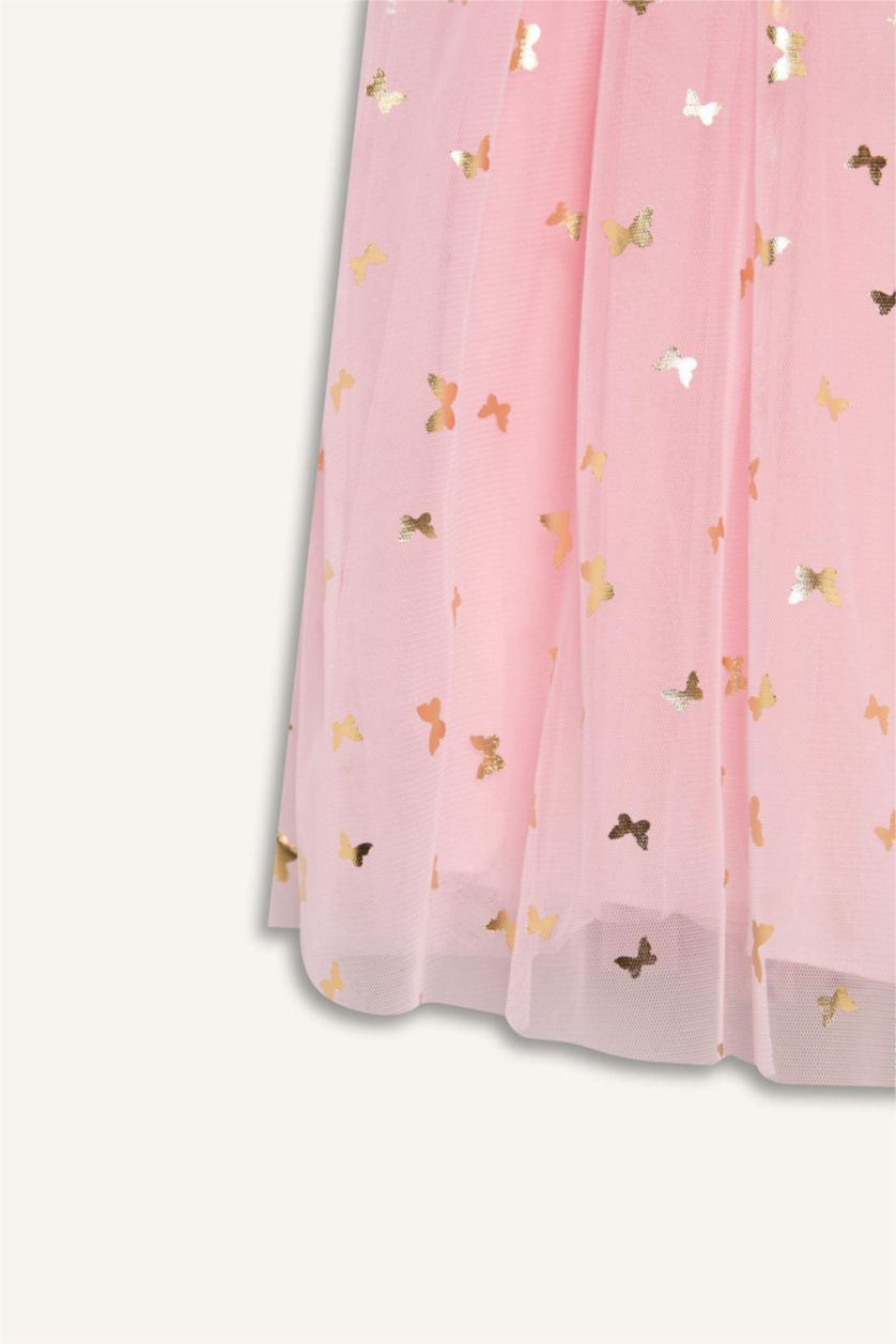 Kız Bebek Açık Pembe Le Mabelle x DeFacto Desenli Askılı Tül Elbise Kız Bebek