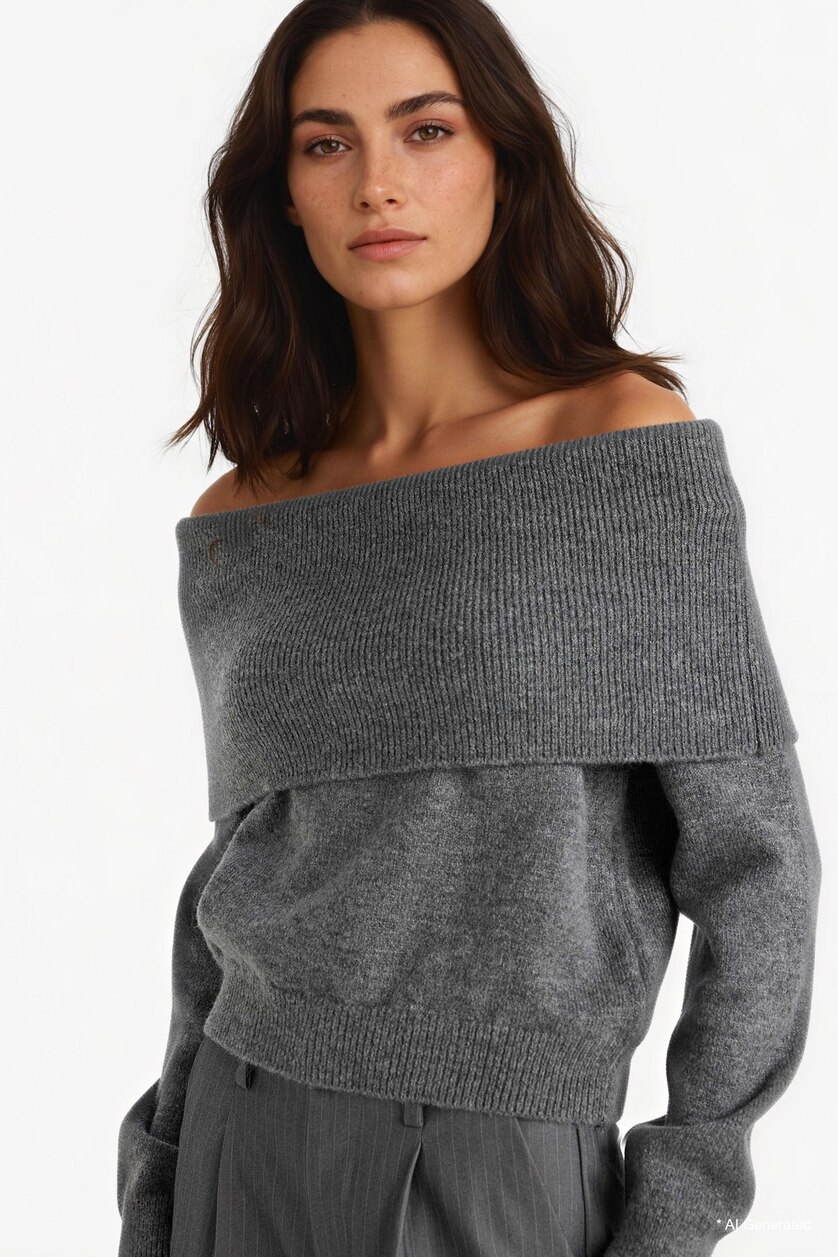 Woman Anthracite Regular Fit Knitwear Pullover
