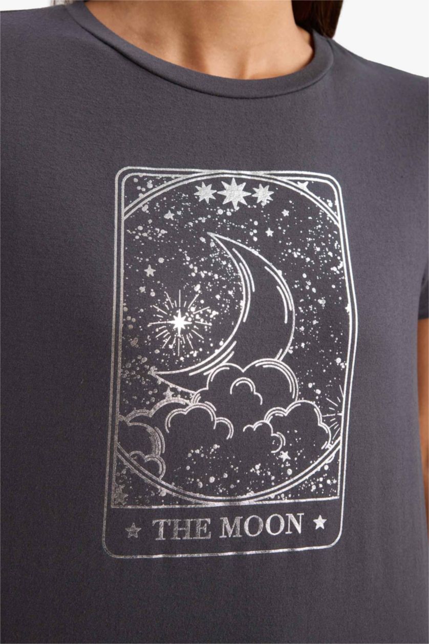 WOMAN Anthracite Regular Fit Crew Neck T-Shirt