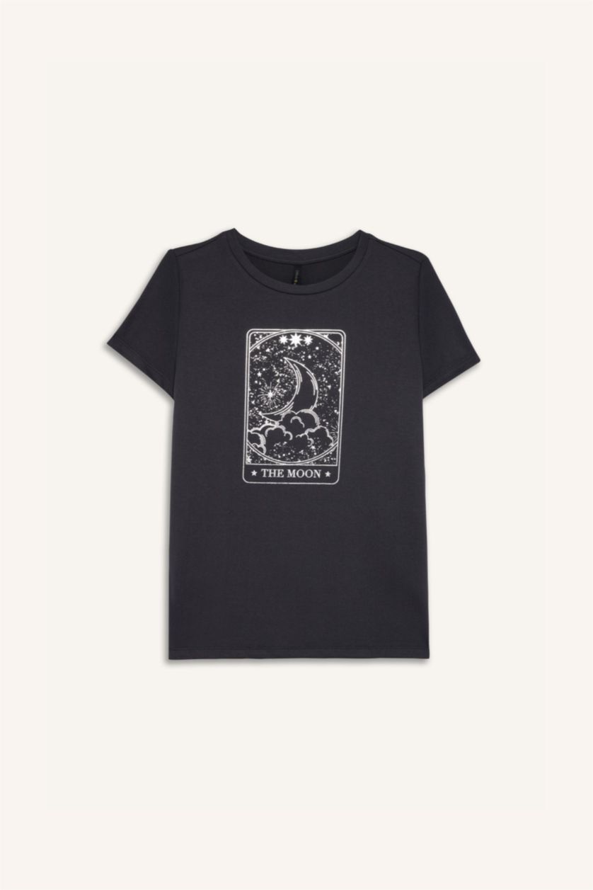 WOMAN Anthracite Regular Fit Crew Neck T-Shirt