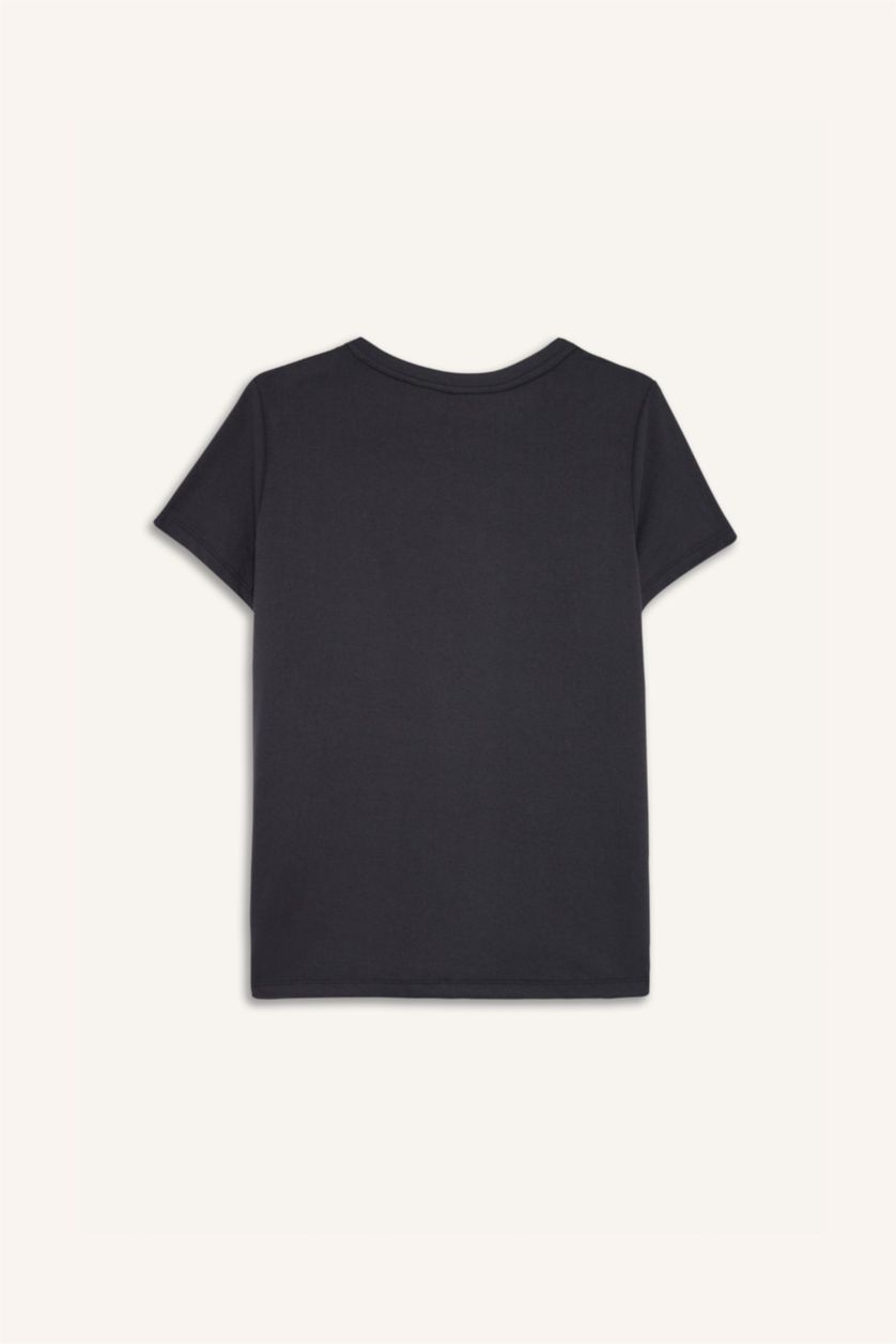 WOMAN Anthracite Regular Fit Crew Neck T-Shirt