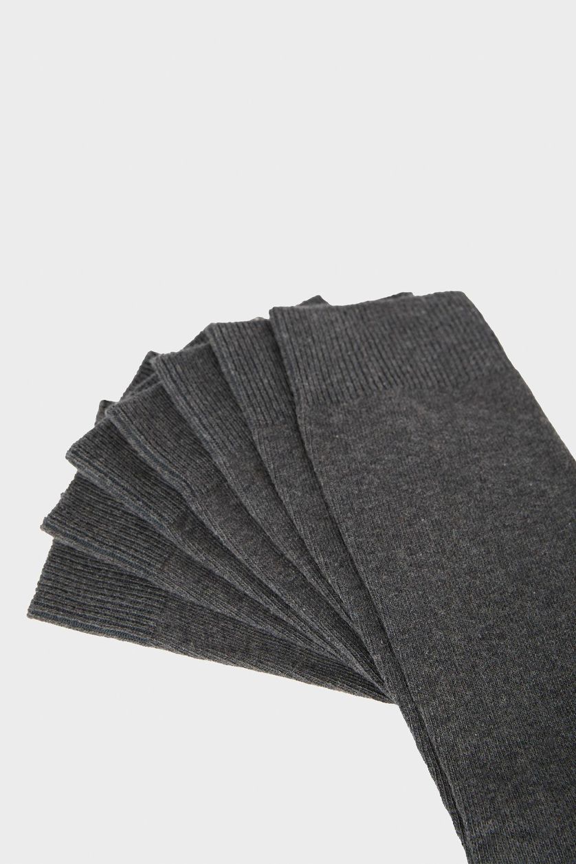 Erkek Gri Melanj Erkek 7'li Pamuklu Uzun Çorap