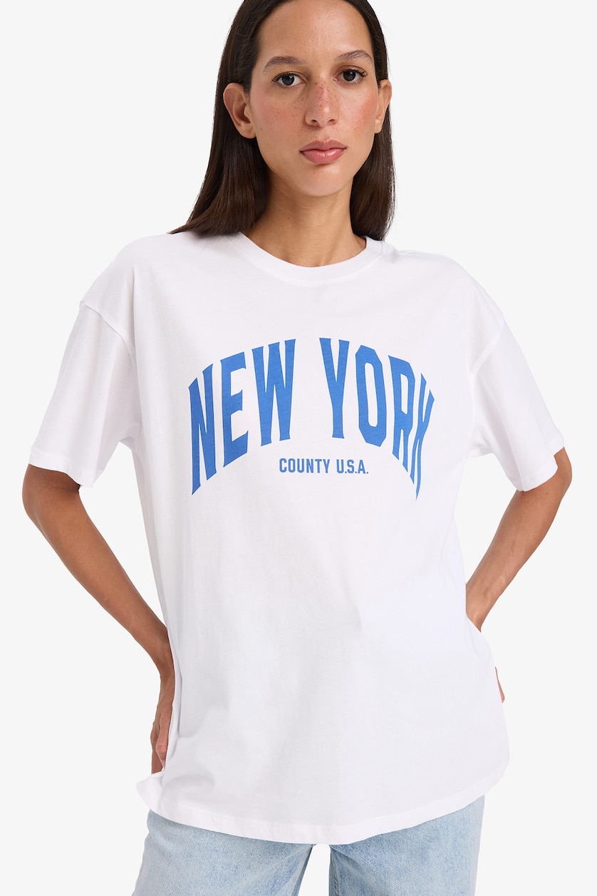 حريمي بيج فاتح Oversize Fit Short Sleeve T-Shirt