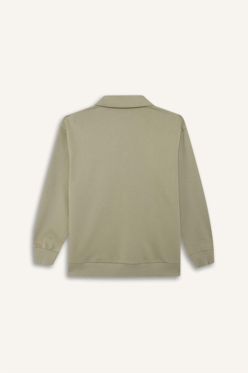 Woman Green Regular Fit Polo Neck Soft Inside Thick Fabric Tunic