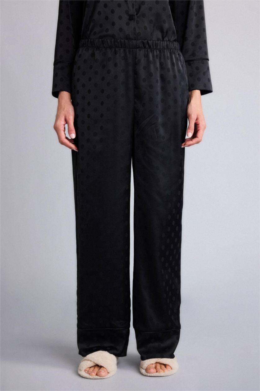 نساء أسود سيت بجامة منقط قصة عادية ردن طويل - قطعتين