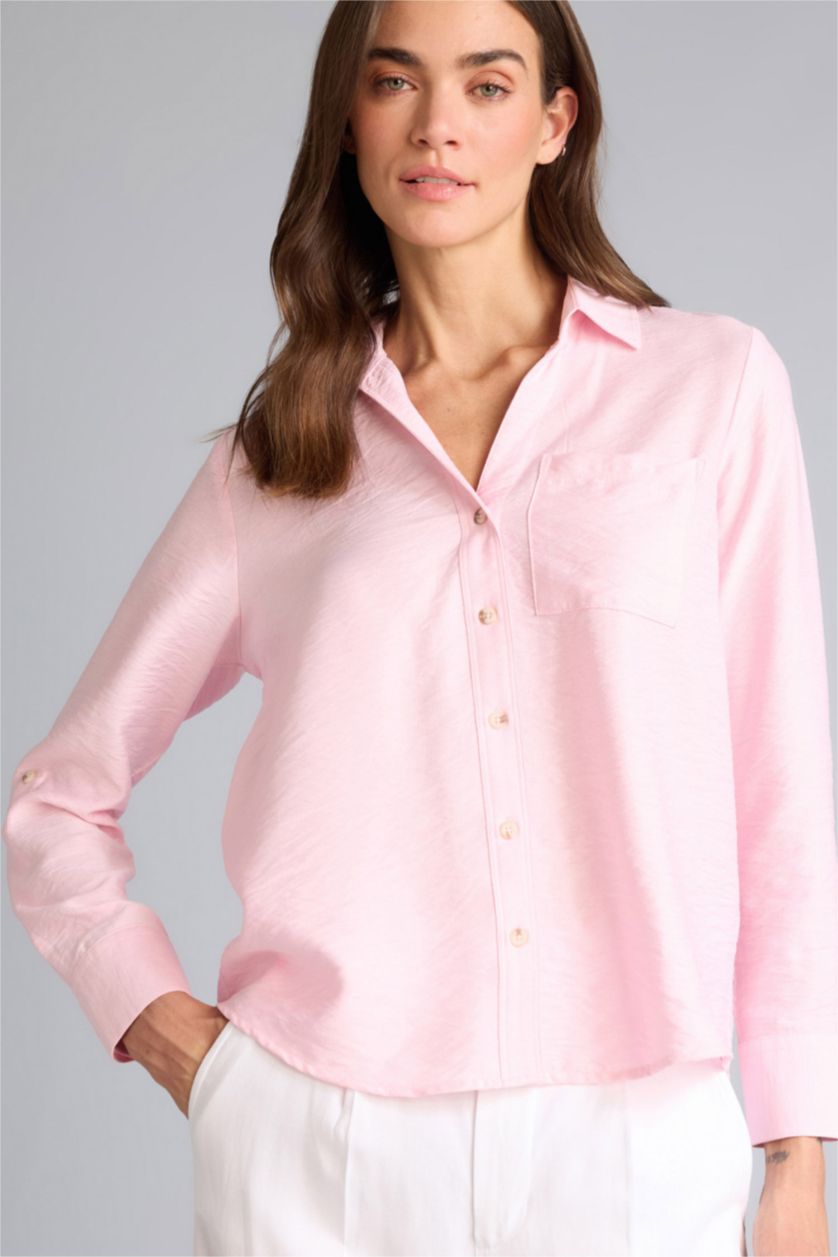 WOMAN Light Pink Regular Fit Long Sleeve Shirt