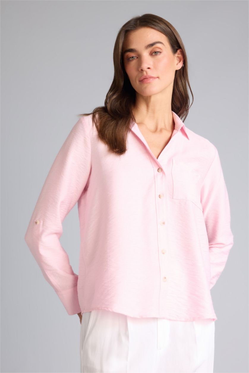 WOMAN Light Pink Regular Fit Long Sleeve Shirt