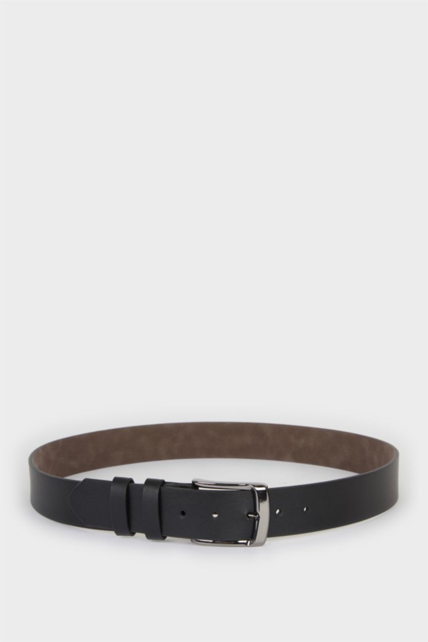 Erkek Siyah Erkek Dikdörtgen Toka Suni Deri Günlük Kemer