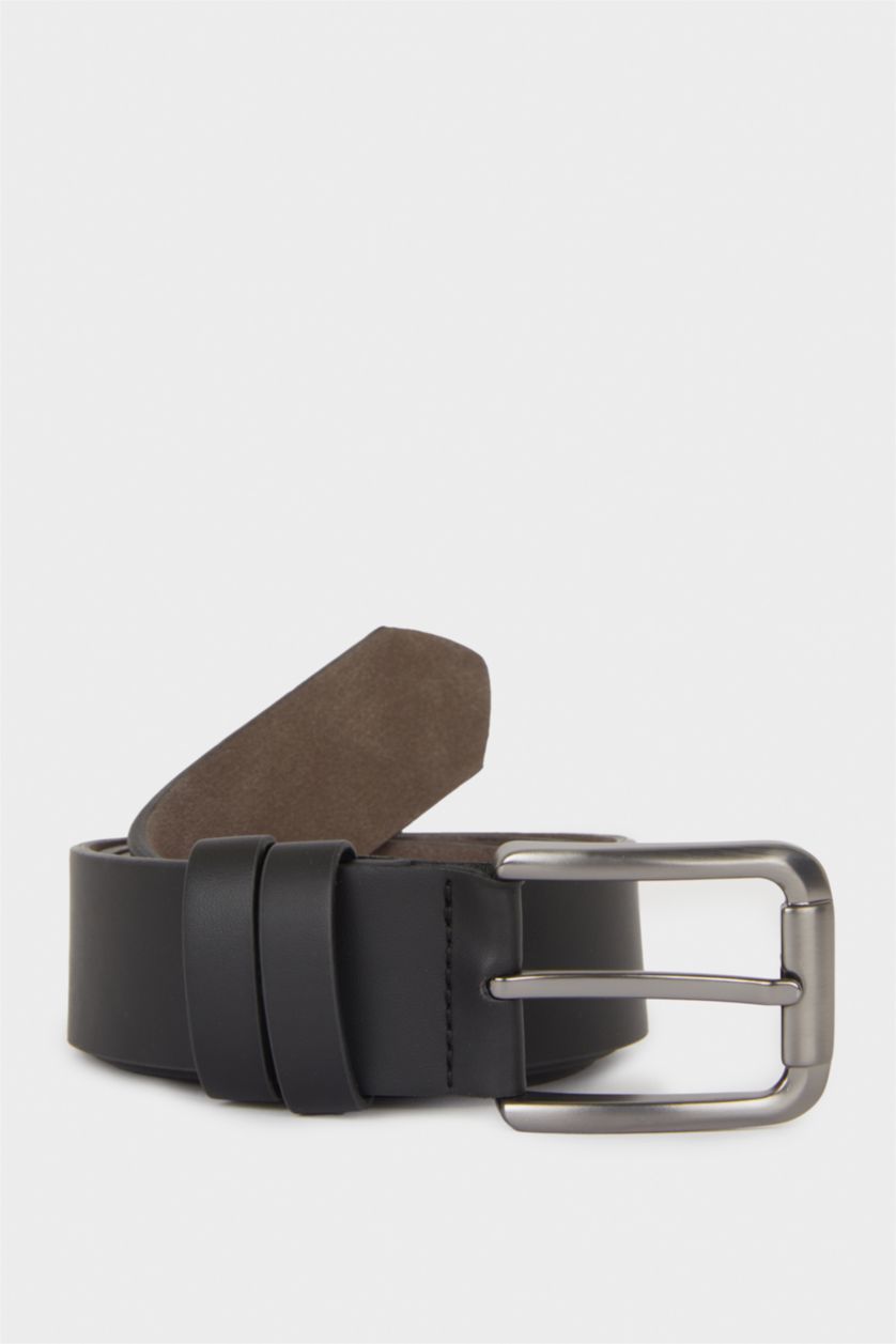 MAN Black Man Rectangle Clasp Faux Leather