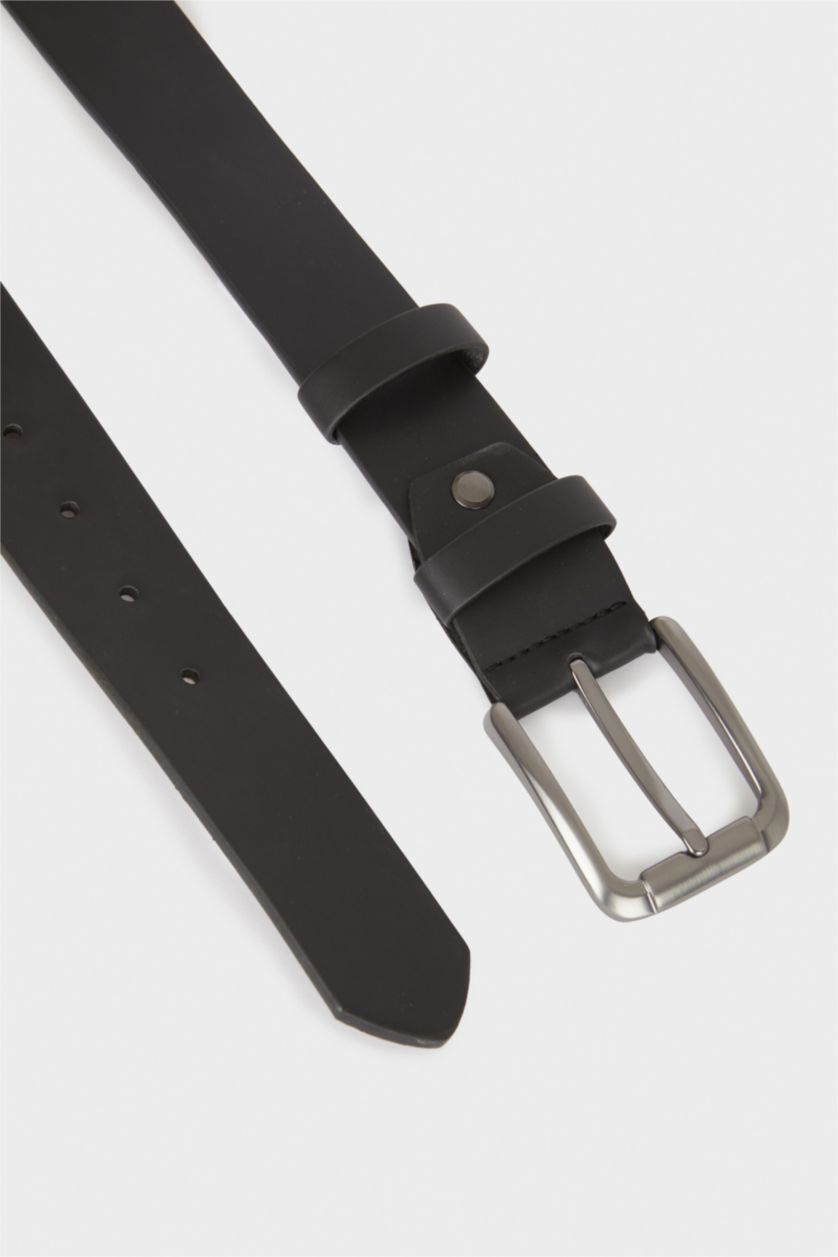 MAN Black Man Rectangle Clasp Faux Leather