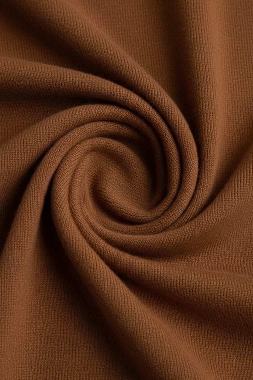 MAN Camel 100% Wool Standard Fit Stand Neck Half Zippered Pullover