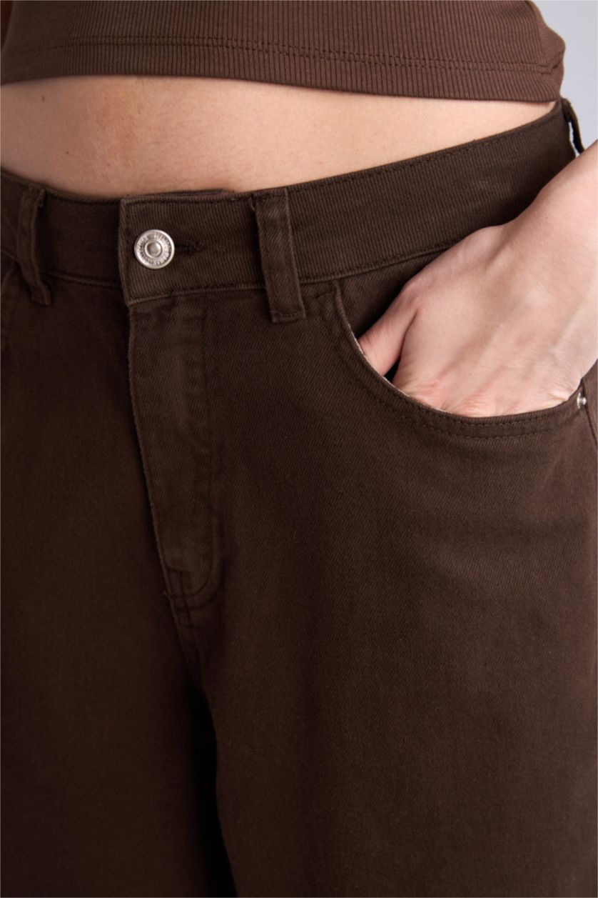 Kadın Kahve Normal Gabardin Bermuda Şort