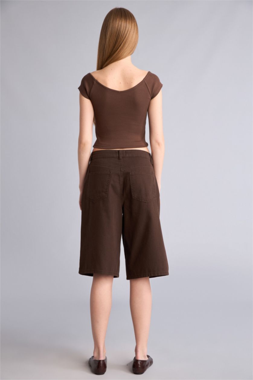 Kadın Kahve Normal Gabardin Bermuda Şort