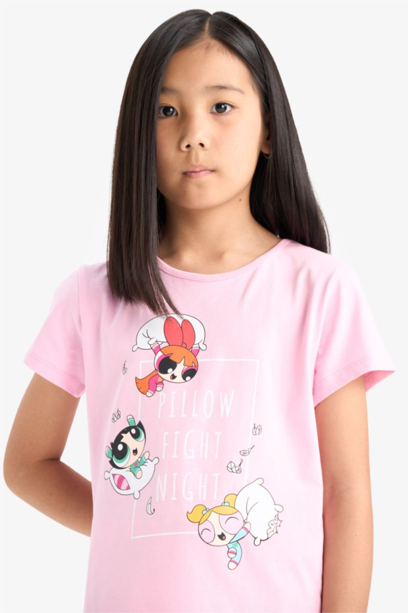 Girls & Teens Pink 2 piece Regular Fit PowerPuff Girls Licensed Knitted Pyjamas