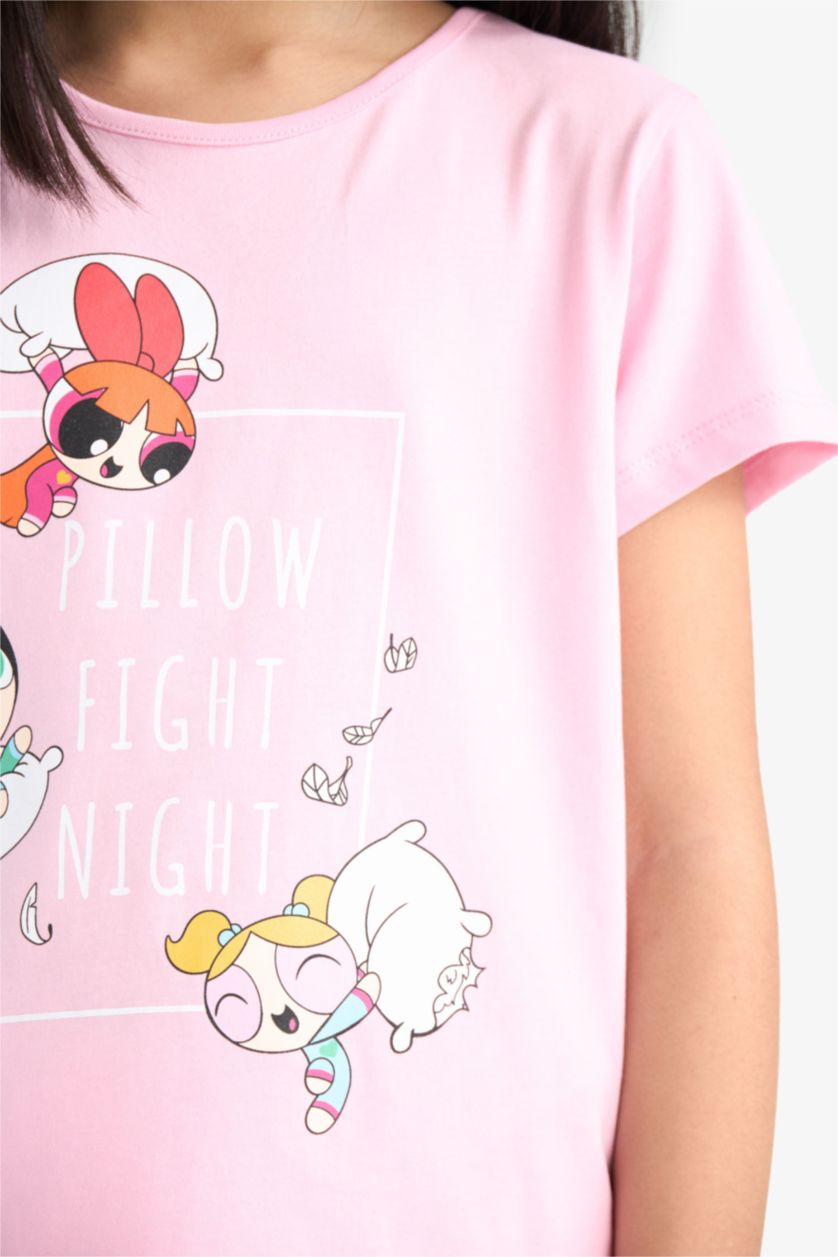 Girls & Teens Pink 2 piece Regular Fit PowerPuff Girls Licensed Knitted Pyjamas