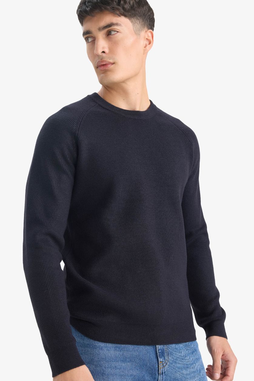 HOMME Marin Pull en tricot à col rond Coupe standard