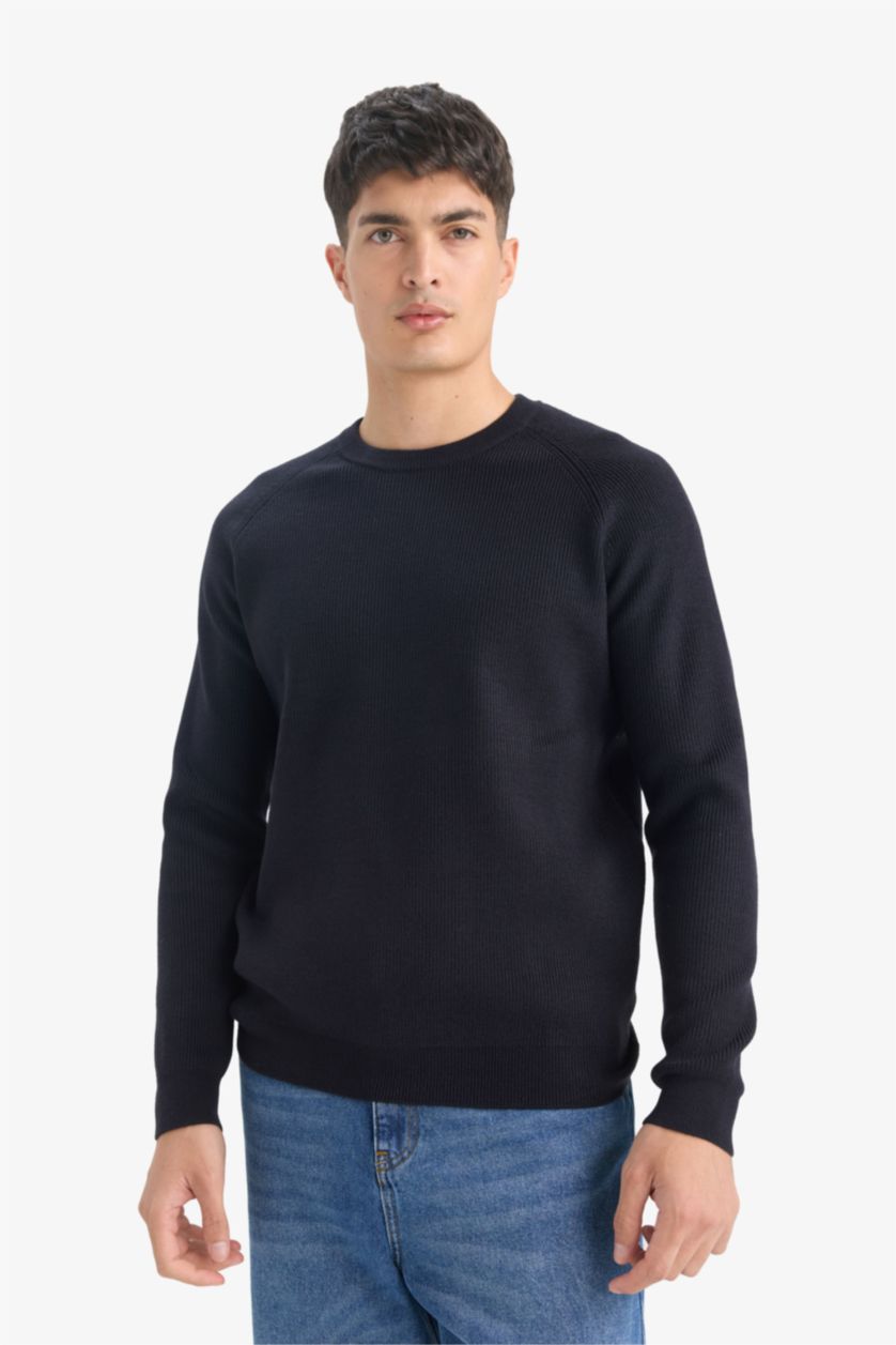 HOMME Marin Pull en tricot à col rond Coupe standard