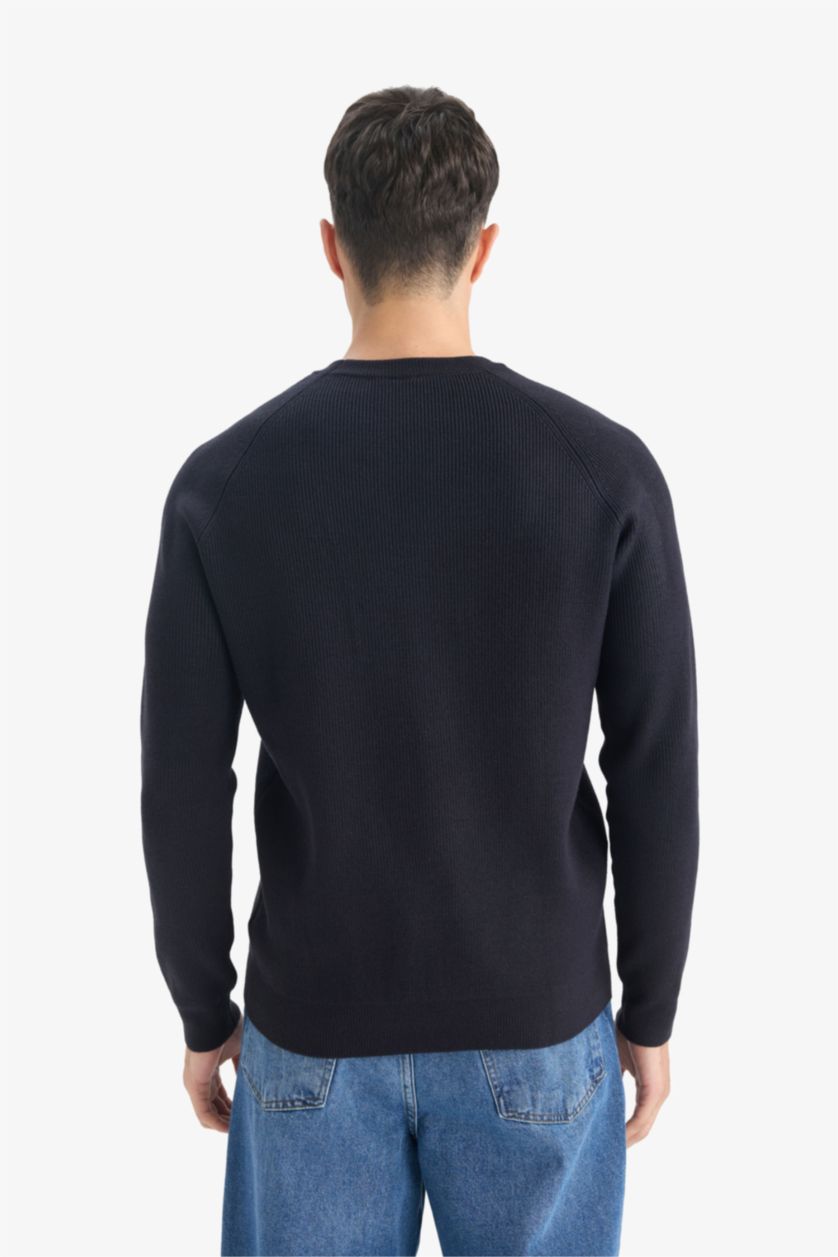 HOMME Marin Pull en tricot à col rond Coupe standard