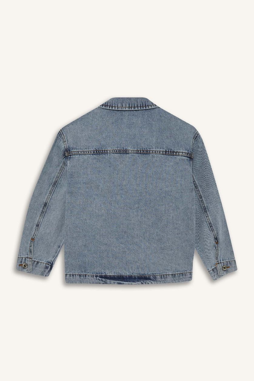 Erkek Çocuk - Genç Erkek Açık Mavi Polo Yaka Denim Ceket Erkek Çocuk