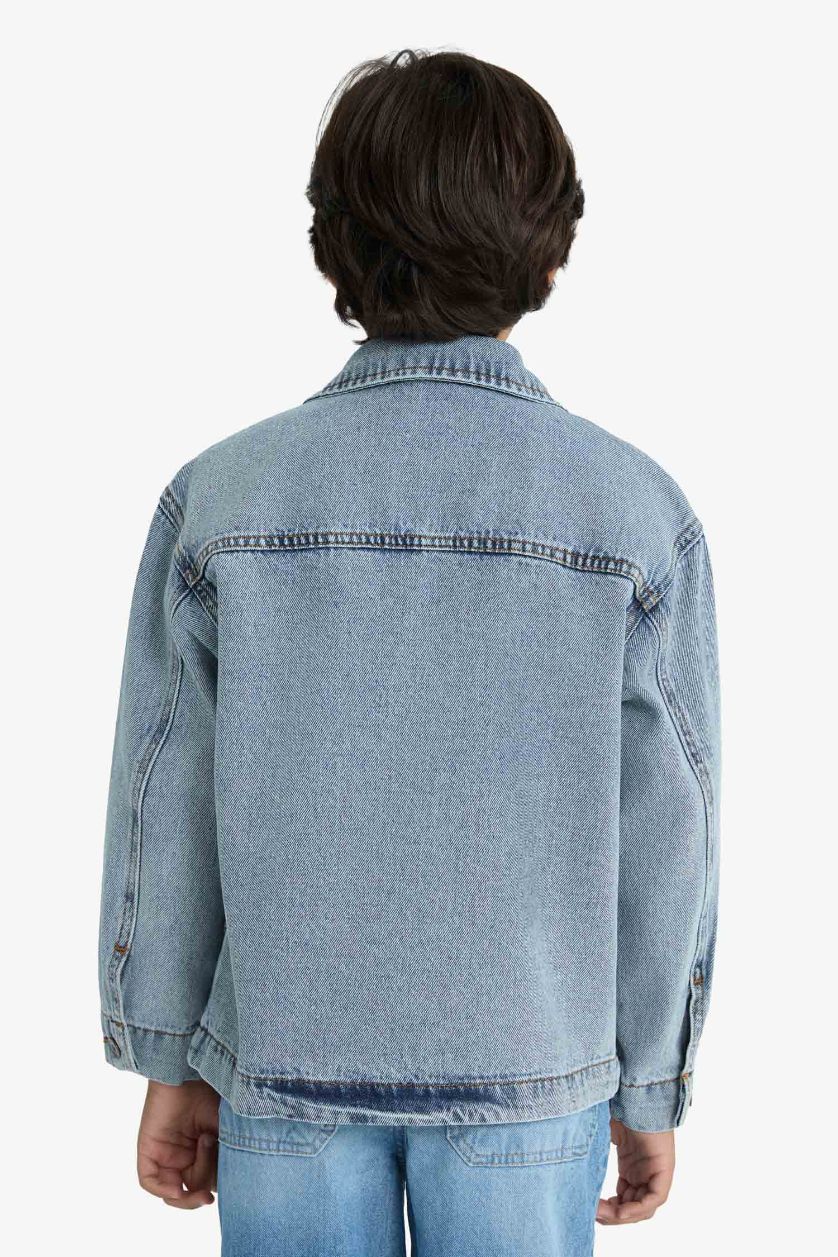 Erkek Çocuk - Genç Erkek Açık Mavi Polo Yaka Denim Ceket Erkek Çocuk