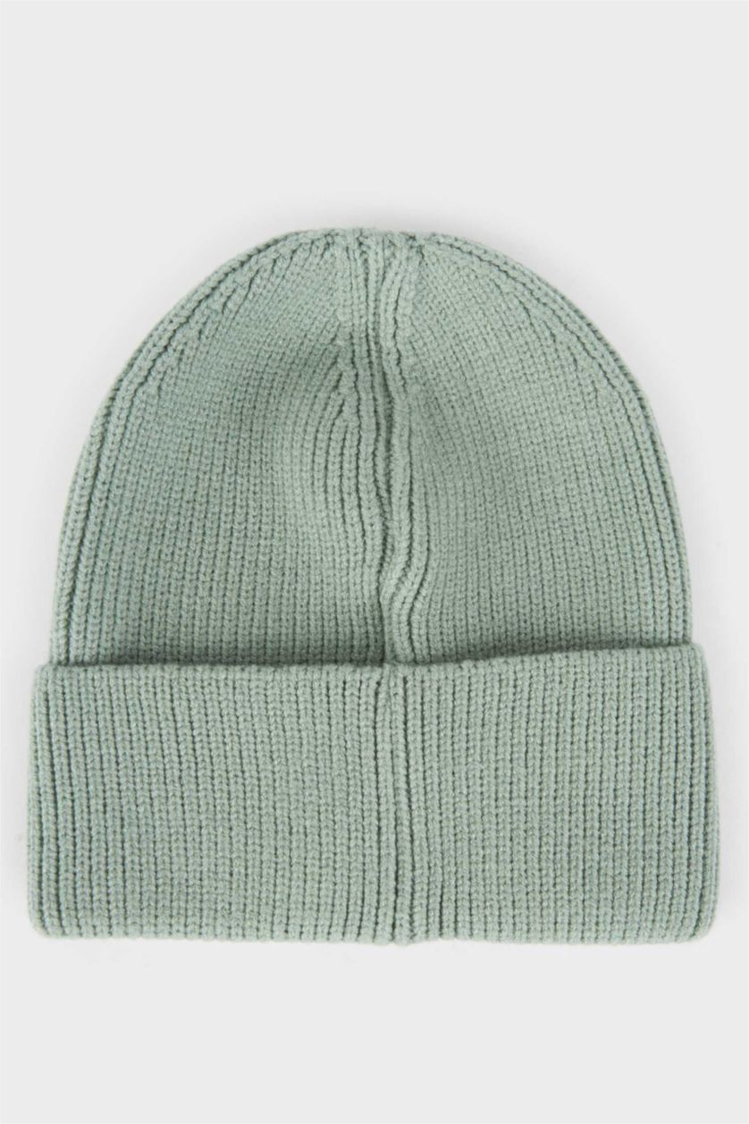 Kadın Mint Kadın Dokuma Etiketli Triko Bere