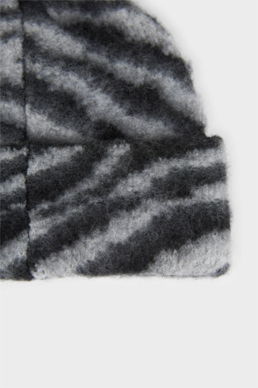 Kadın Gri Kadın Desenli Bere