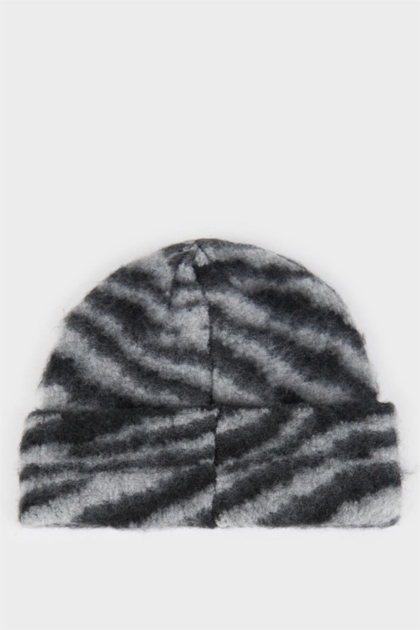 Kadın Gri Kadın Desenli Bere