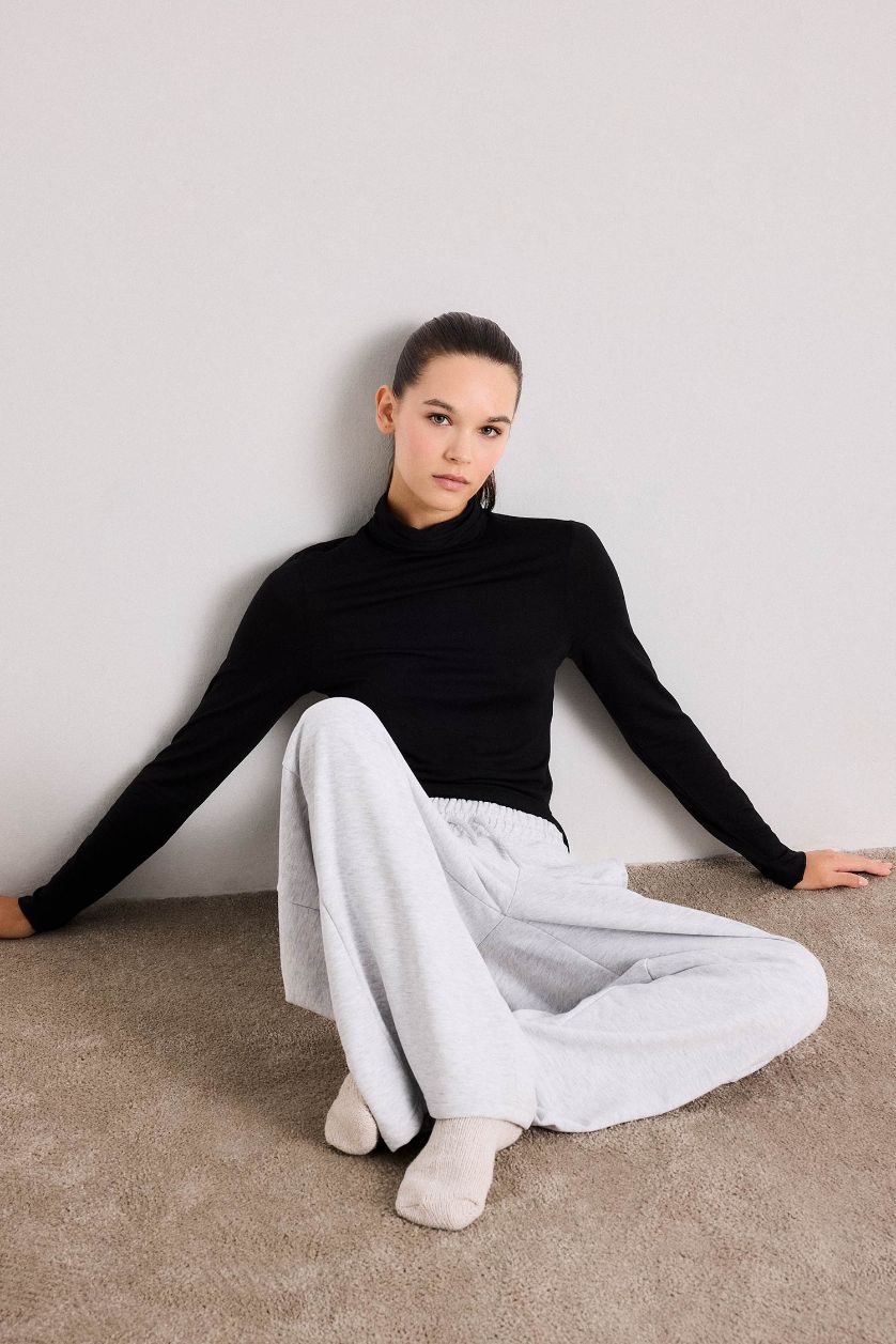 حريمي أسود توب بيجاما كشمير ناعم محكم كم طويل من Fall in Love