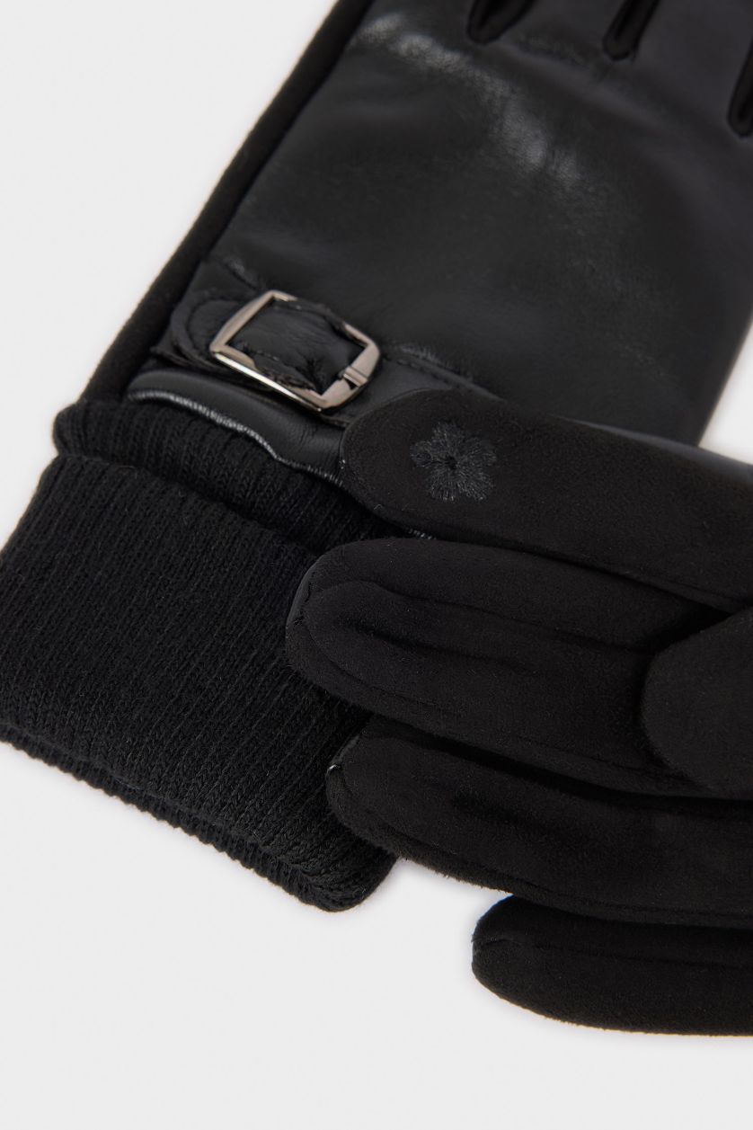 Kadın Siyah Kadın Suni Deri Eldiven