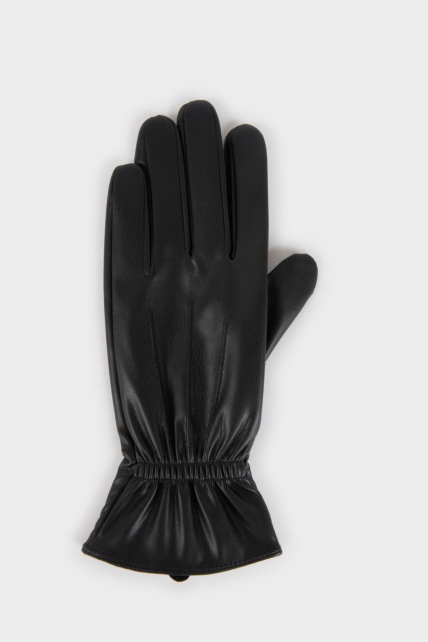 Kadın Siyah Kadın Suni Deri Eldiven