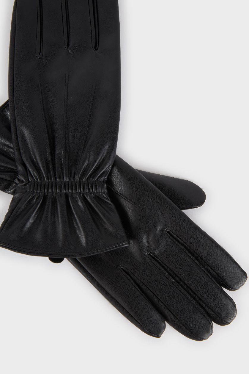 Kadın Siyah Kadın Suni Deri Eldiven