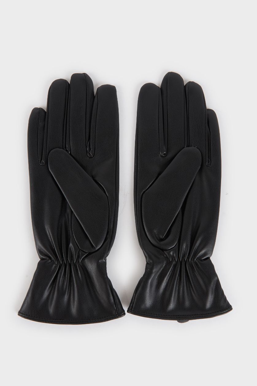 Kadın Siyah Kadın Suni Deri Eldiven