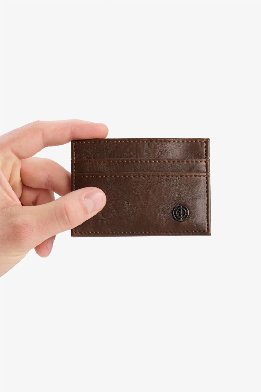 رجال بني محفظة بطاقات جلد صناعي