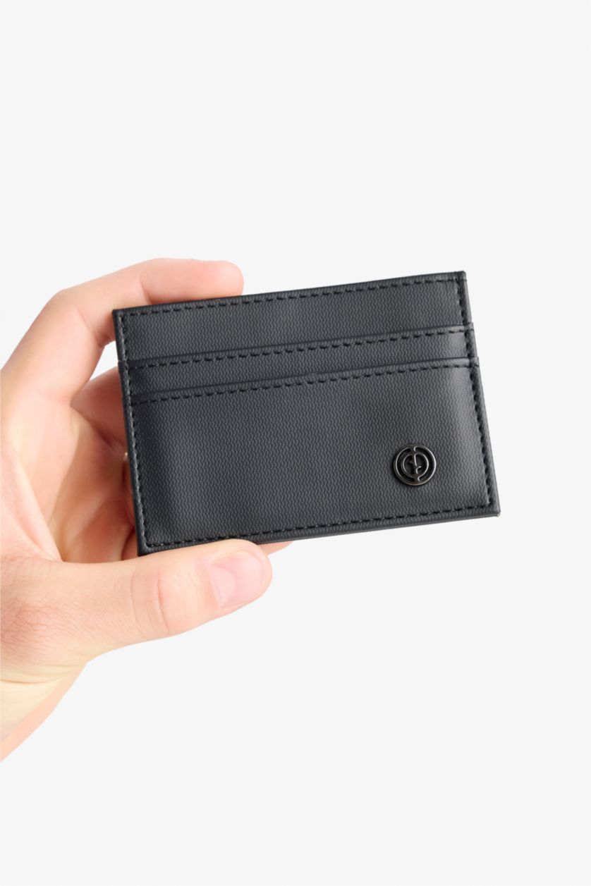 HOMME Noir Porte-cartes en similicuir pour homme