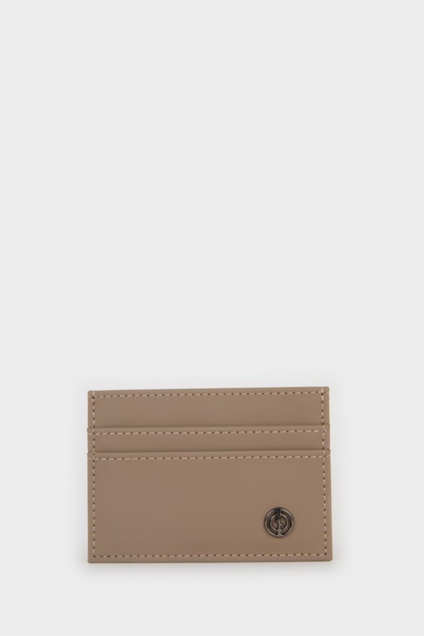 رجال بيج محفظة بطاقات جلد صناعي