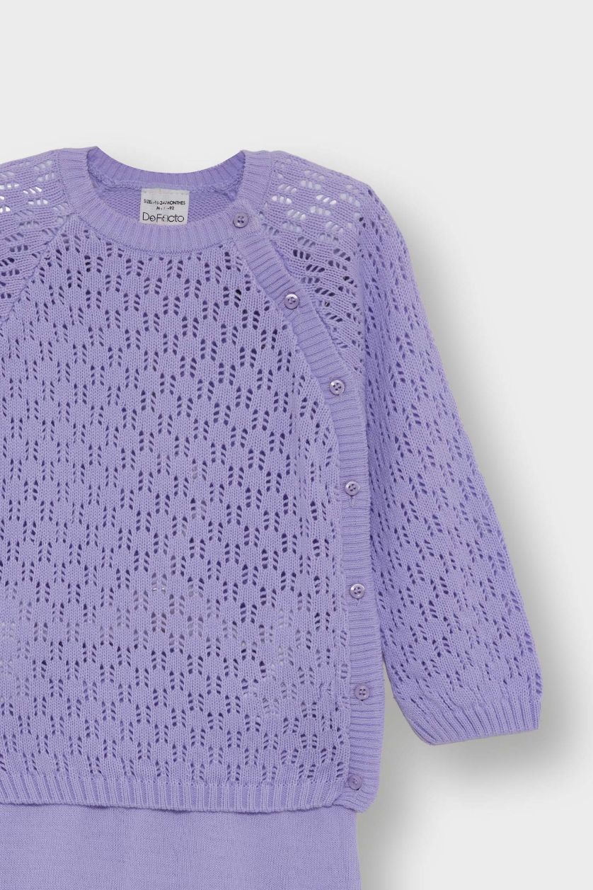 طفلة صغيرة أرجواني سيت بيبي بناتي تريكو مخرم - قطعتين