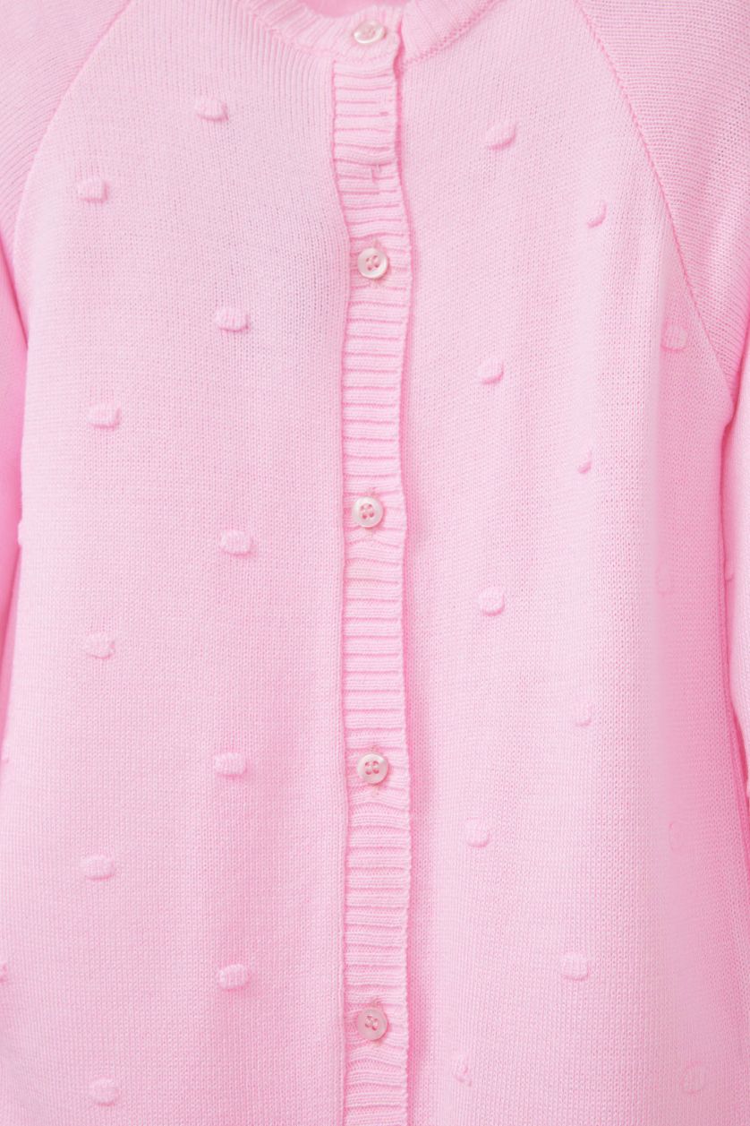 Baby Girl Light Pink Knitwear Regular Fit Crew Neck Jumpsuit