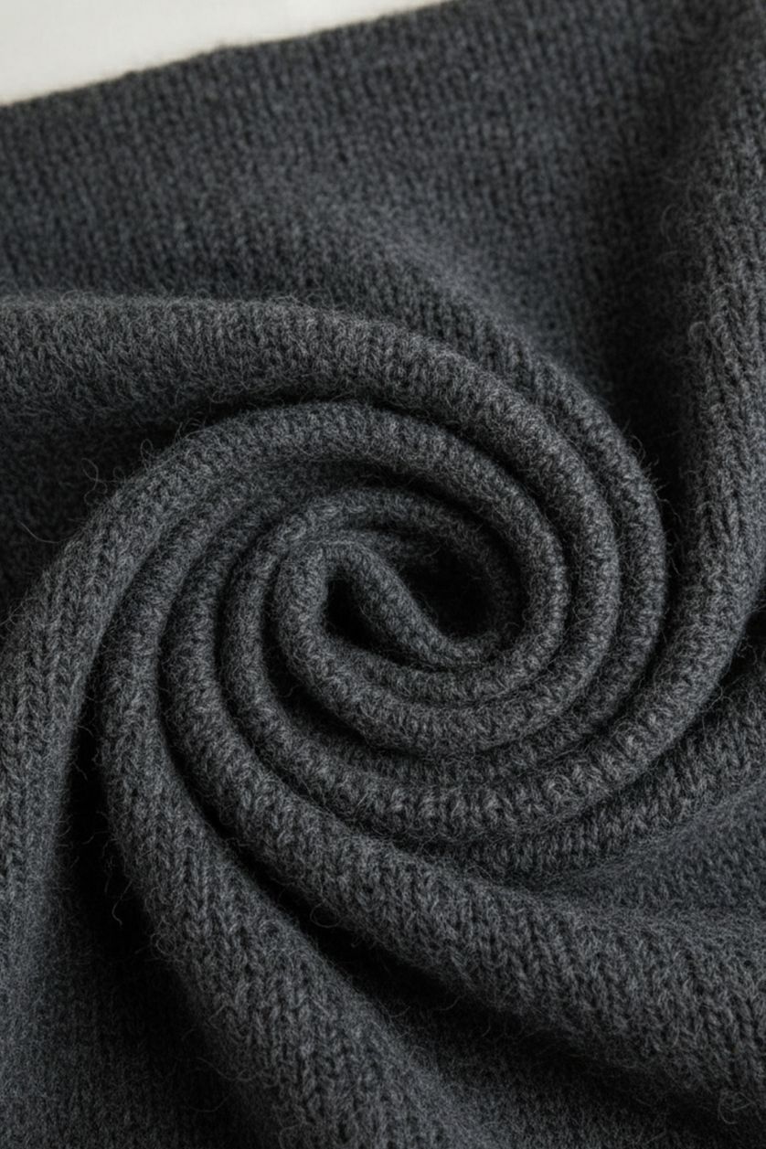 Әйелдерге Антрацитті меланж үлкен пішім дөңгелек жаға Пулловер