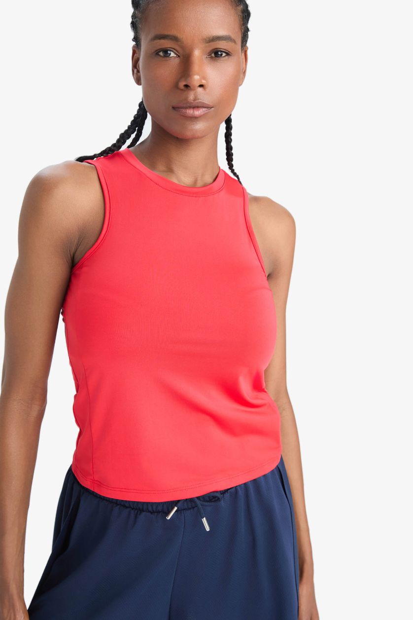 نساء أحمر كيمونه رياضي سليم فيت بياخة مستديرة من DeFactoFit