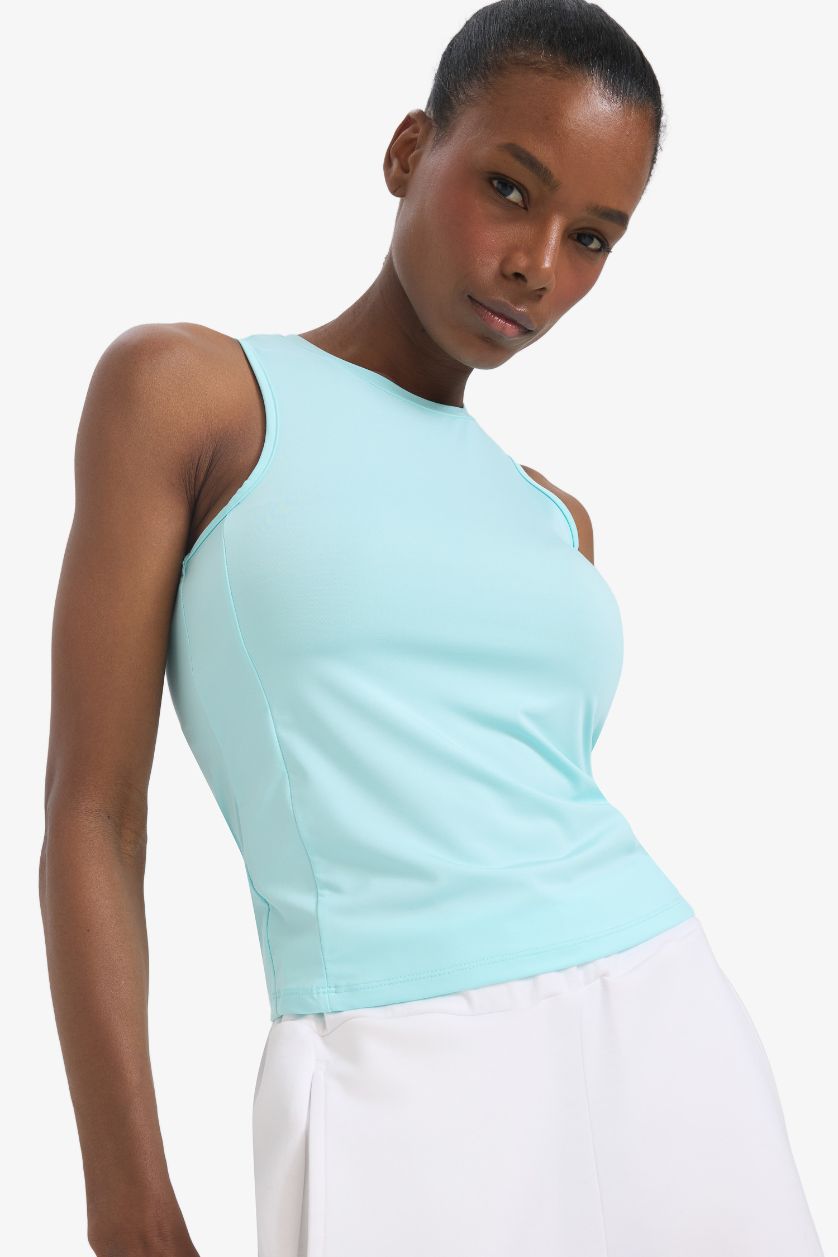 WOMAN Light Aqua DeFactoFit Slim Fit Basic Sports Tank Top