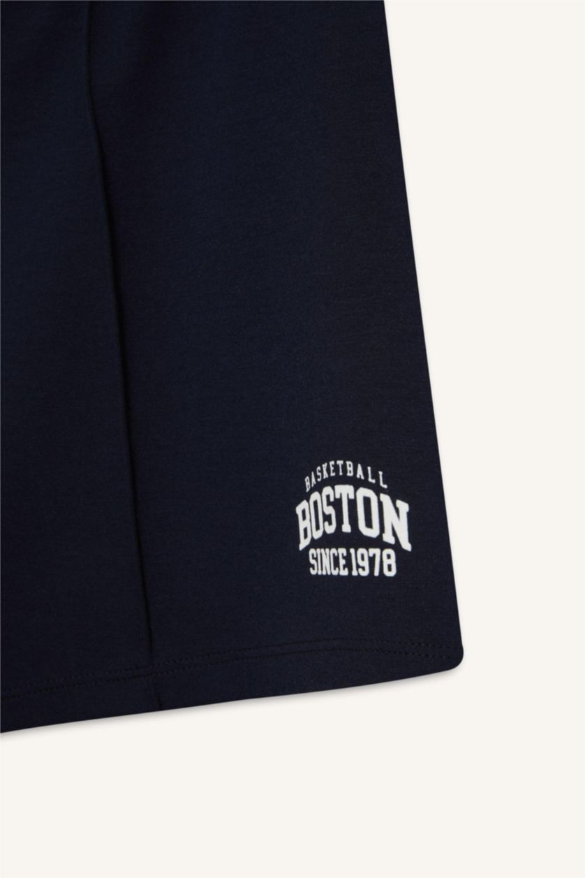 نساء كحلي شورت رياضي ابيض بخصر مطاطي من DeFactoFit